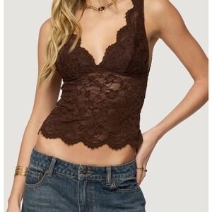 Edikted Brown Lace Top